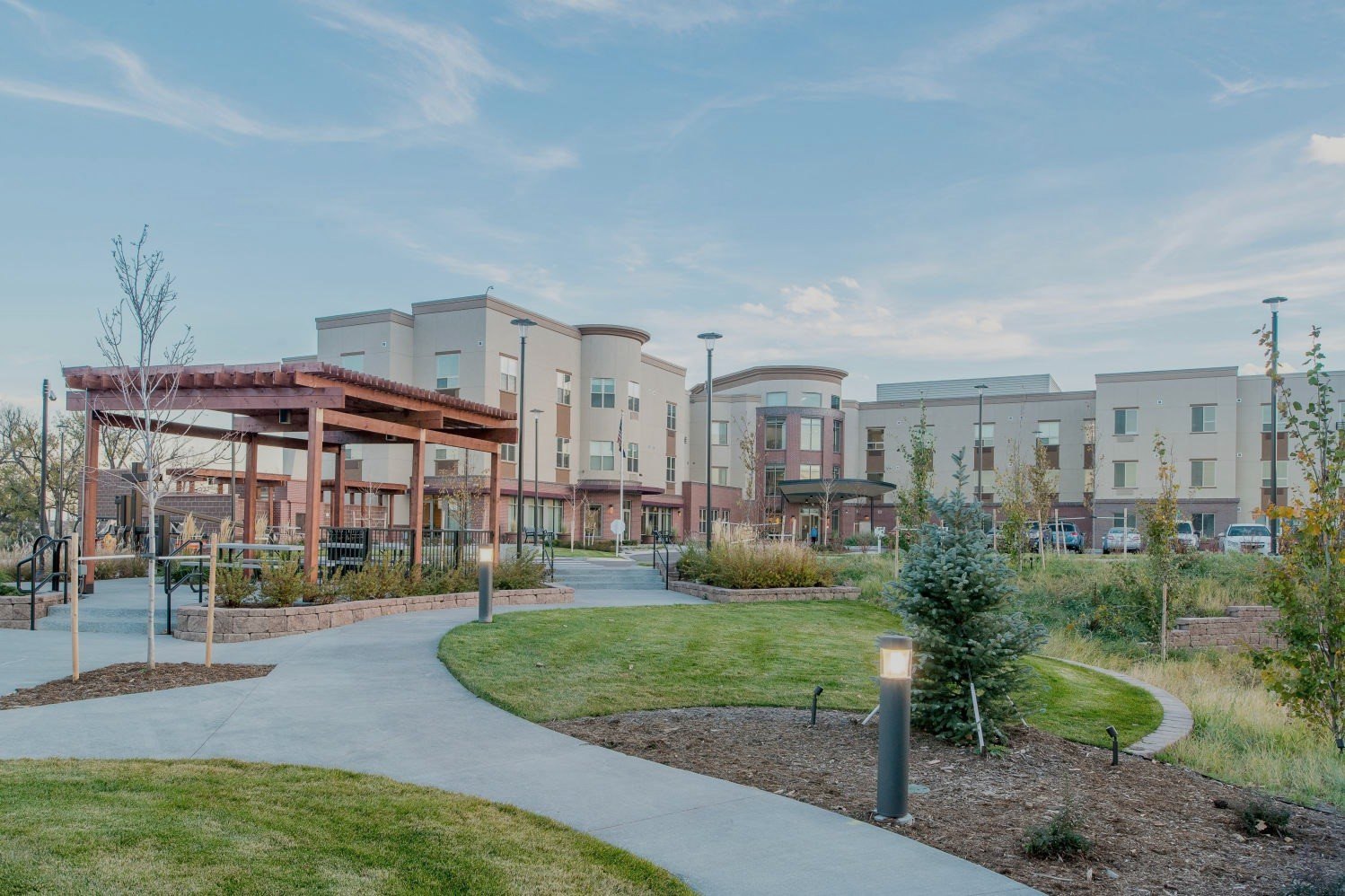 Village at Belmar courtyard and pergola, Lakewood